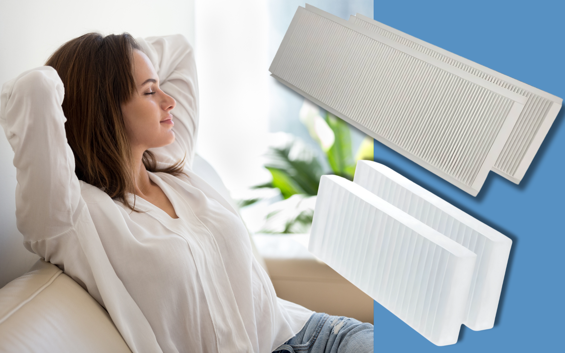 filtri za rekuperator, ženska, ki uživa v svežem zraku