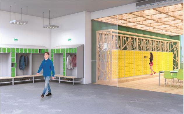 render kovinske odprte garderobne omarice
