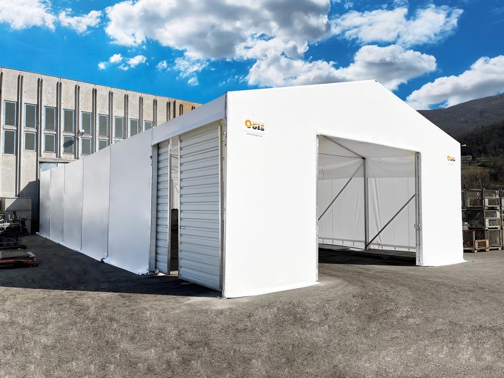 skladiščni šotor z logotipom Biro Ogis